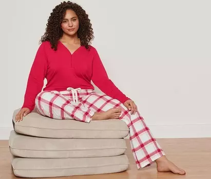 Фланелевая пижама Tchibo, красный топ