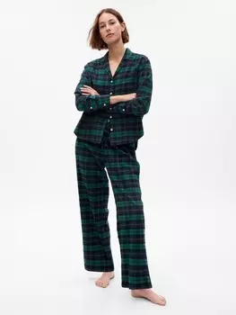 Фланелевая пижама в клетку Gap, зеленый