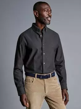 Фланелевая рубашка классического кроя Dobby Charles Tyrwhitt, угольно-серый