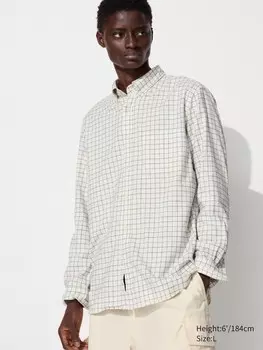 Фланелевая рубашка клетчатая Uniqlo, цвет 01 белый