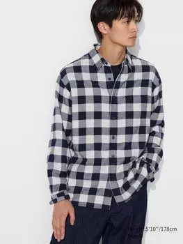 Фланелевая рубашка клетчатая Uniqlo, цвет 03 серый