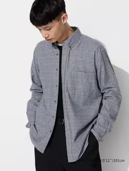 Фланелевая рубашка клетчатая Uniqlo, цвет 04 серый