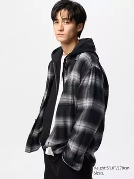 Фланелевая рубашка клетчатая Uniqlo, цвет 09 черный
