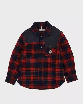 Фланелевая рубашка на пуговицах для мальчика Moncler, цвет 70-456 Redblack