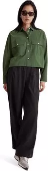 Фланелевая рубашка на пуговицах карго Madewell, цвет Pin Stripe Varsity Green