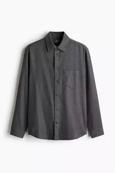 Фланелевая рубашка обычного кроя H&M, серый