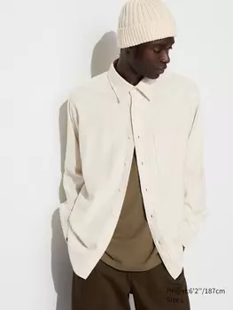 Фланелевая рубашка обычный воротник Uniqlo, белый