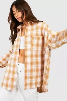 Фланелевая рубашка оверсайз Boohoo, серый