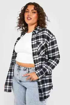 Фланелевая рубашка оверсайз плюс Boohoo, черный