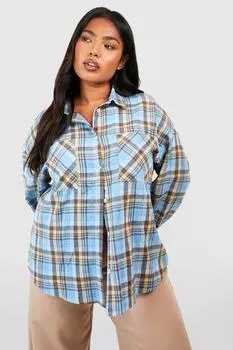 Фланелевая рубашка оверсайз плюс Boohoo, синий