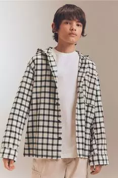 Фланелевая рубашка с капюшоном H&M, белый