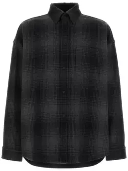 Фланелевая рубашка с вышивкой BALENCIAGA, черный