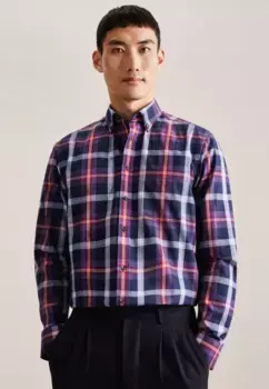 Фланелевая рубашка seidensticker "Regular", стандартный воротник на пуговицах с длинными рукавами в клетку, фиолетовый