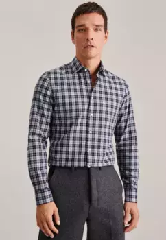 Фланелевая рубашка seidensticker "X-Slim", X-Slim с длинными рукавами и клетчатым воротником Kent, серый