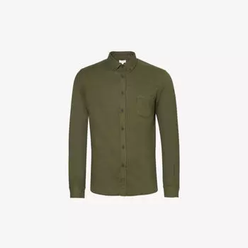 Фланелевая рубашка стандартного кроя из хлопка Sunspel, зеленый