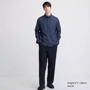 Фланелевая рубашка стандартного кроя Uniqlo, синий