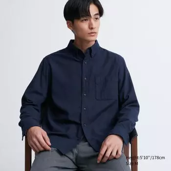Фланелевая рубашка стандартного кроя Uniqlo, темно-синий