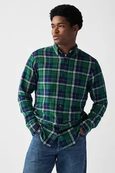 Фланелевая рубашка стандартного кроя в клетку Gant, зеленый
