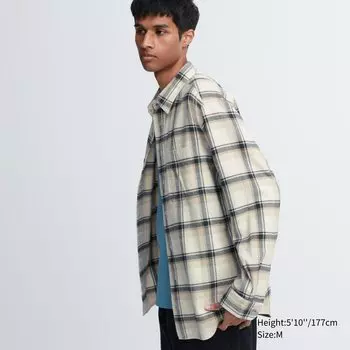 Фланелевая рубашка стандартного кроя в клетку (стандартный воротник) Uniqlo