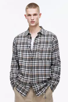 Фланелевая рубашка свободного кроя H&M, черный
