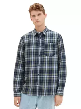 Фланелевая рубашка TOM TAILOR в клетку, цвет Navy Dark Teal Colorful Check