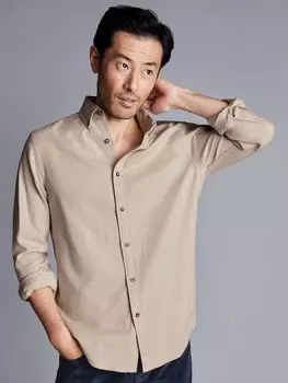 Фланелевая рубашка узкого кроя Dobby Charles Tyrwhitt, овсяная каша