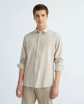 Фланелевая рубашка узкого кроя Selected, бежевый