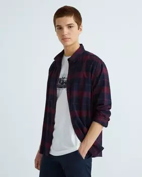 Фланелевая рубашка узкого кроя Selected, бордовый