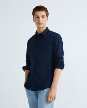 Фланелевая рубашка узкого кроя Selected, индиго