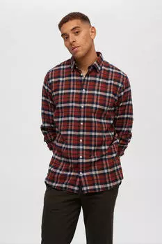 Фланелевая рубашка узкого кроя Selected, красный