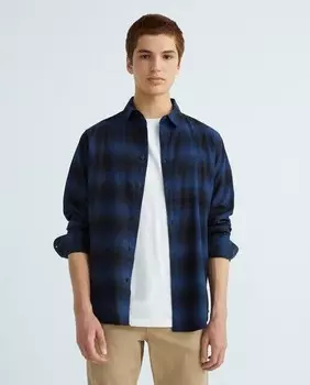 Фланелевая рубашка узкого кроя Selected, синий