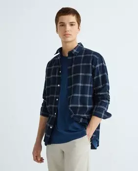 Фланелевая рубашка узкого кроя Selected, темно-синий