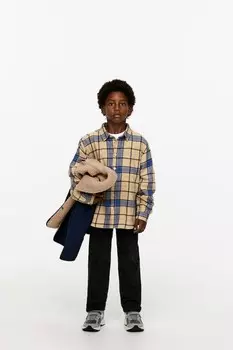 Фланелевая рубашка в клетку Arket, бежевый