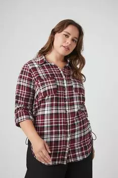 Фланелевая рубашка в клетку больших размеров Forever 21, бордовый