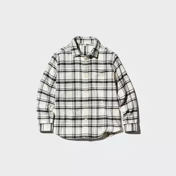 Рубашка фланелевая в клетку Uniqlo, белый