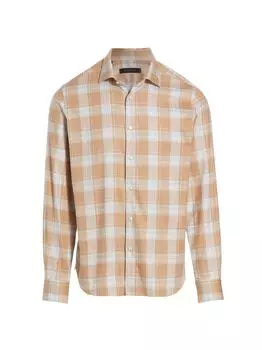 Фланелевая рубашка в клетку Saks Fifth Avenue, серый