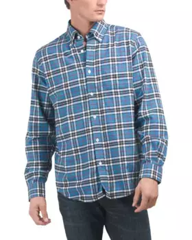 Фланелевая рубашка в клетку тартан Brooks Brothers, синий