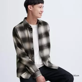 Фланелевая рубашка в клетку UNIQLO, черный