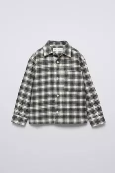 Фланелевая рубашка в клетку ZARA, черный