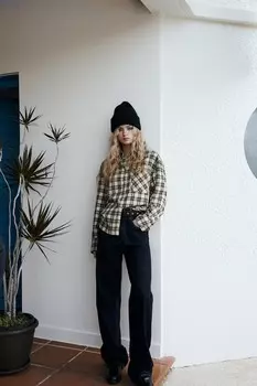 Фланелевая рубашка в клетку ZARA, цвет greens