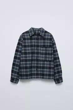 Фланелевая рубашка в клетку ZARA, индиго