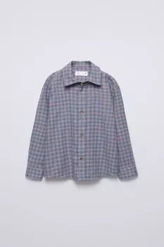 Фланелевая рубашка в клетку ZARA, красный