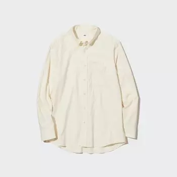 Фланелевая рубашка (воротник на пуговицах) UNIQLO, белый