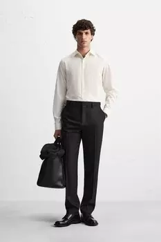 Фланелевая рубашка ZARA, экрю