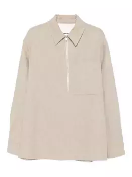 Фланелевая шерстяная рубашка-поло JIL SANDER, нейтральный