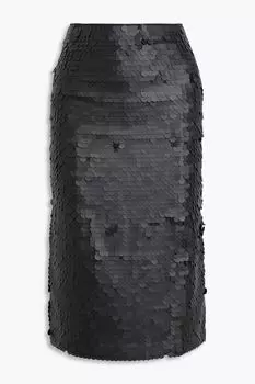 Фланелевая юбка из смесовой мериносовой шерсти с пайетками FABIANA FILIPPI, черный