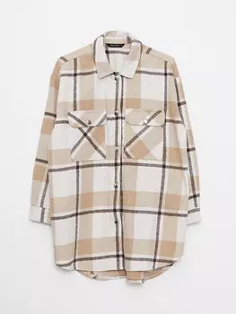 Фланелевая женская куртка-рубашка в клетку с длинными рукавами LCW Modest