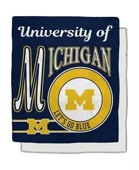 Фланелевое флисовое одеяло из шерпа с эмблемой Michigan Wolverines размером 50 x 60 дюймов в стиле ретро Pegasus Home Fashions, мультиколор