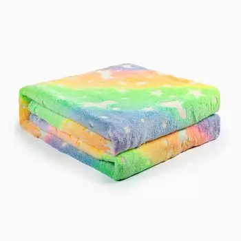 Фланелевое мягкое одеяло детское одеяло с единорогом флисовое одеяло 152х127см, радужный easy home, мультиколор