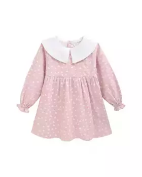 Фланелевое платье для девочки с принтом и воротником Питер Пэн Dadati, розовый